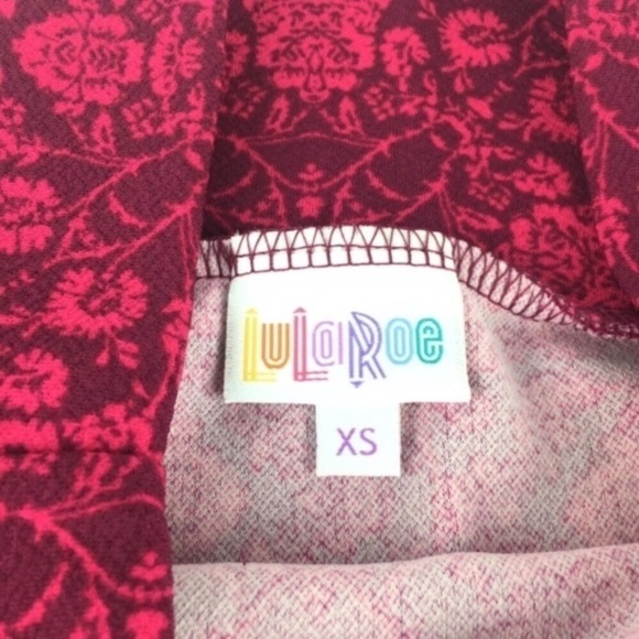 LULAROE Cassie Skirt Floral Pencil Moroccan Damask Raspberry Stretch Size XS NWT - Picture 5 of 8